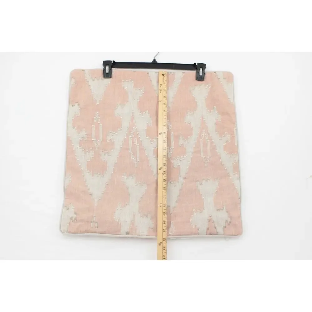 Two VILLA Southwestern Chic Pillow Covers 22 X 22 Peach Beige Linen Cotton